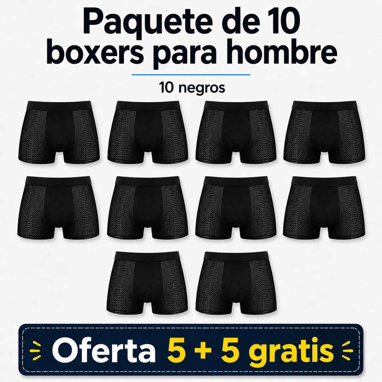 Kit 10 bóxers de fibra de bambú - Paga 5 y llévate 10